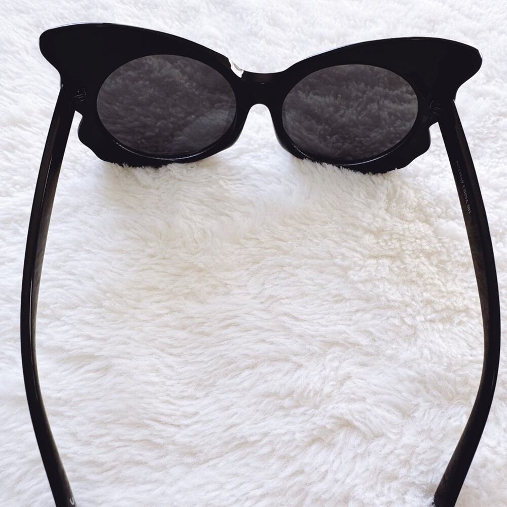 Eliza Black Butterfly-shaped Sunglasses - Picture 9 of 13